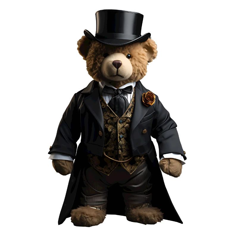 Ours en peluche en queue-de-pie noire