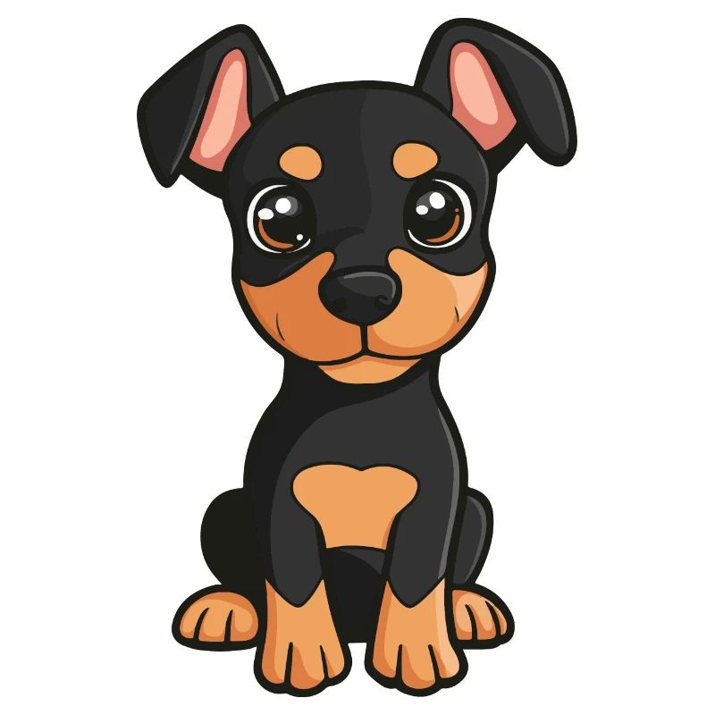 Doberman chien bande dessinée mignon
