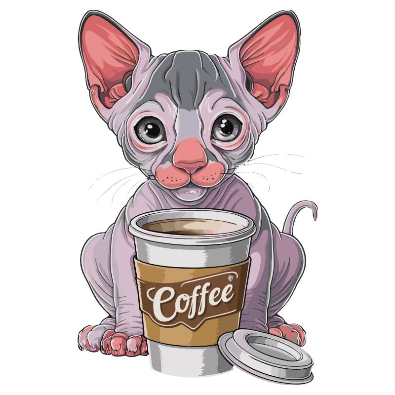 Nacktkatze mit Kaffee