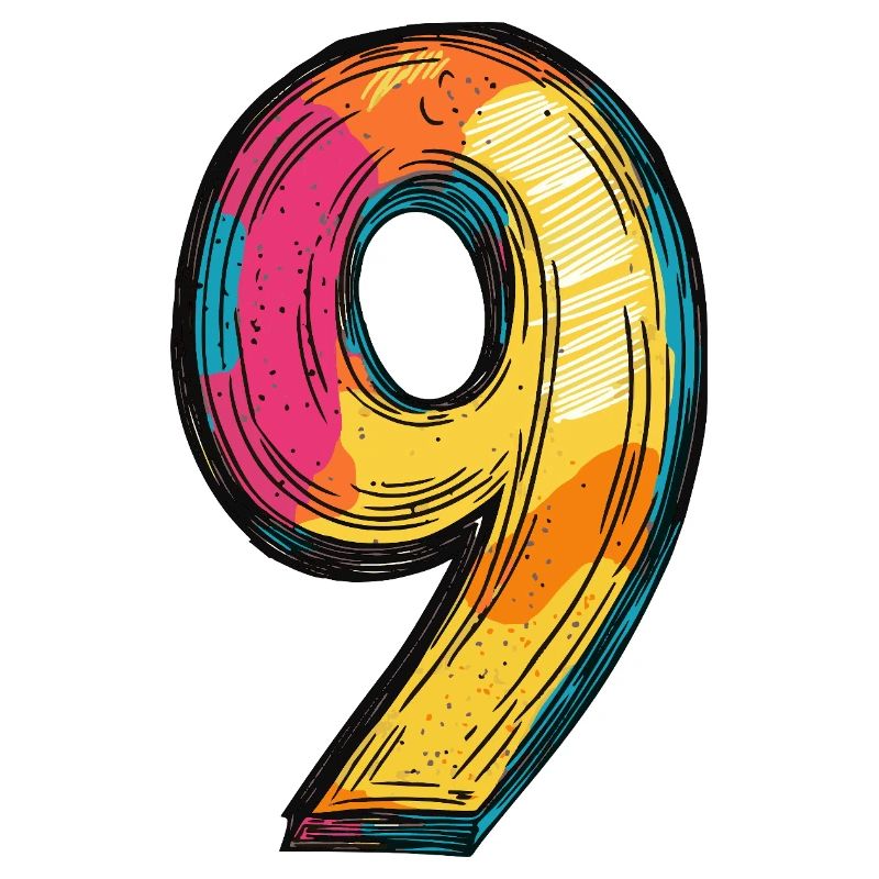 9 Zahl Bunt