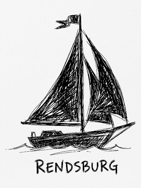 Segelboot Rendsburg – Handgezeichnete Skizze