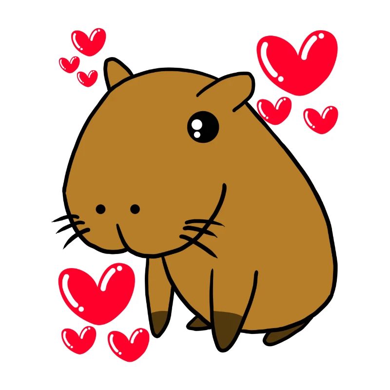 Capybara Belle Saint-Valentin coeurs mignons
