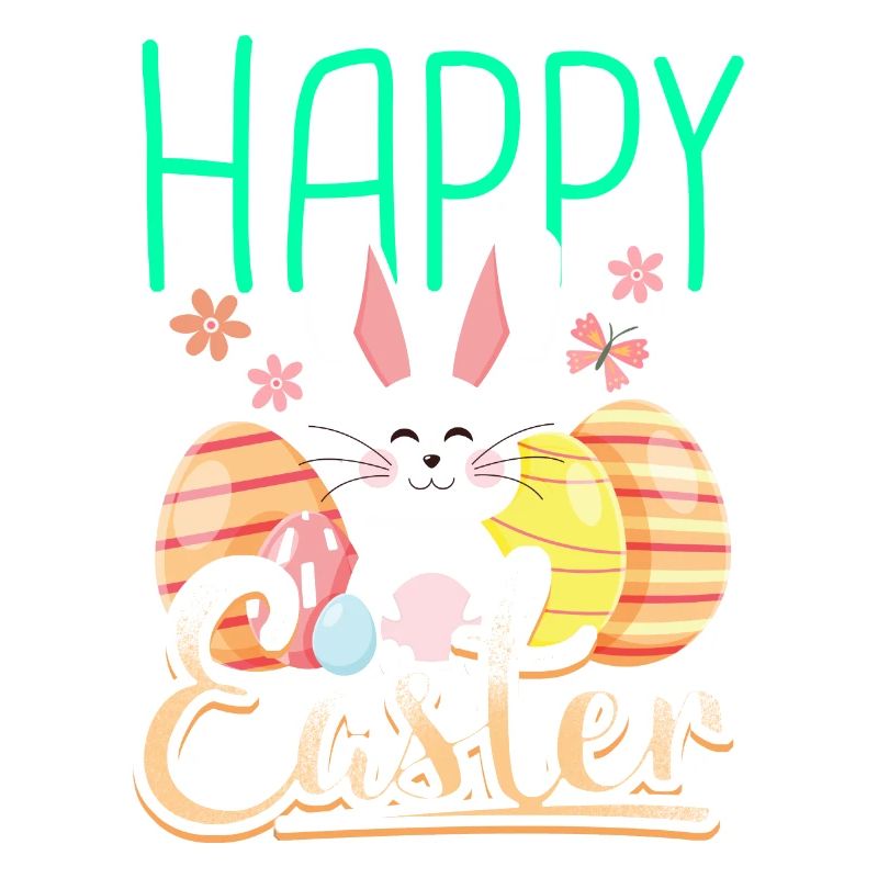 Happy easter gift easter bunny easter eggs cartoon