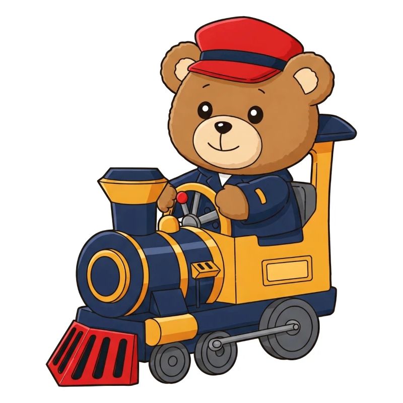 Teddybär Lokomotivführer