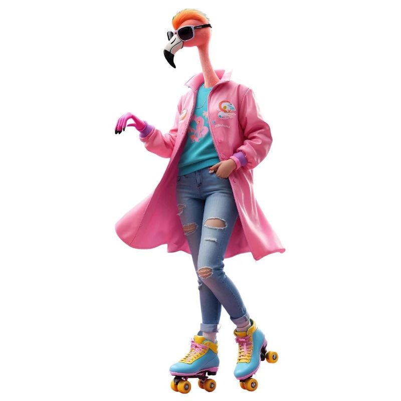 Rollerskating Flamingo