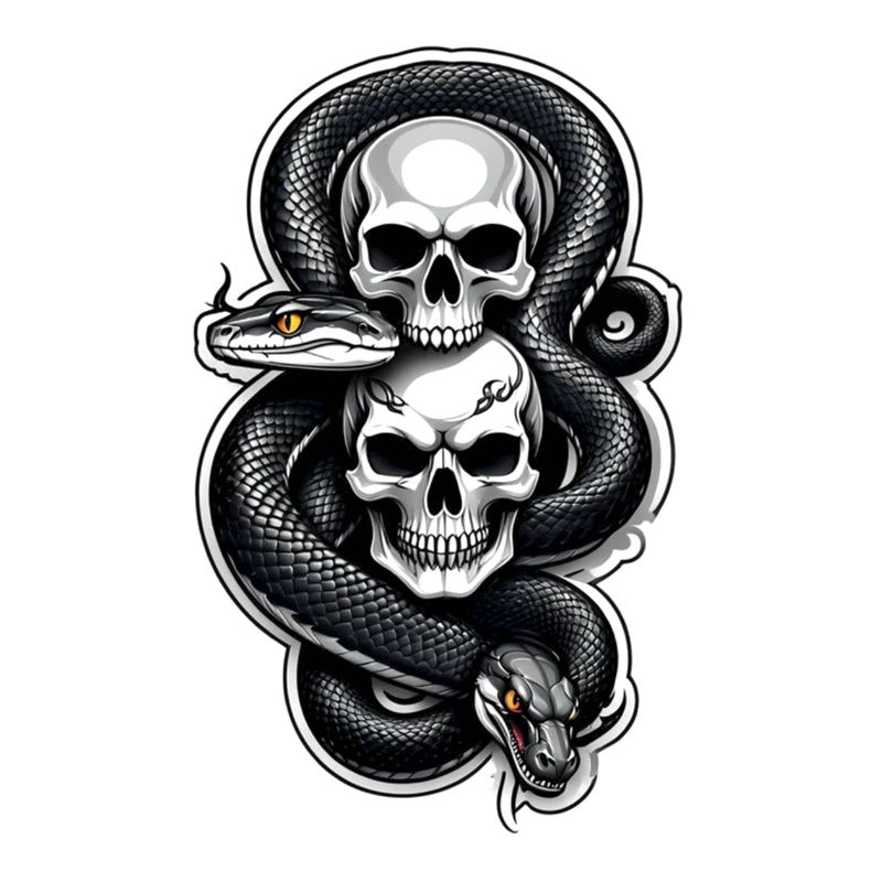 Schlangenskelett und Tattoo