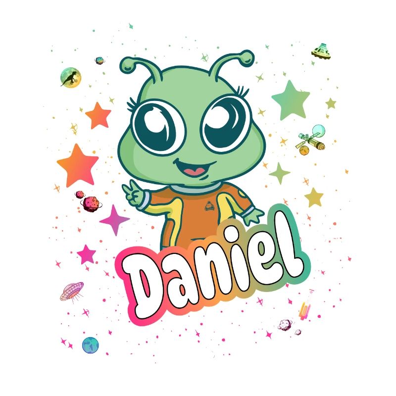 DANIEL - Schöner Junge Name mit süßem Alien