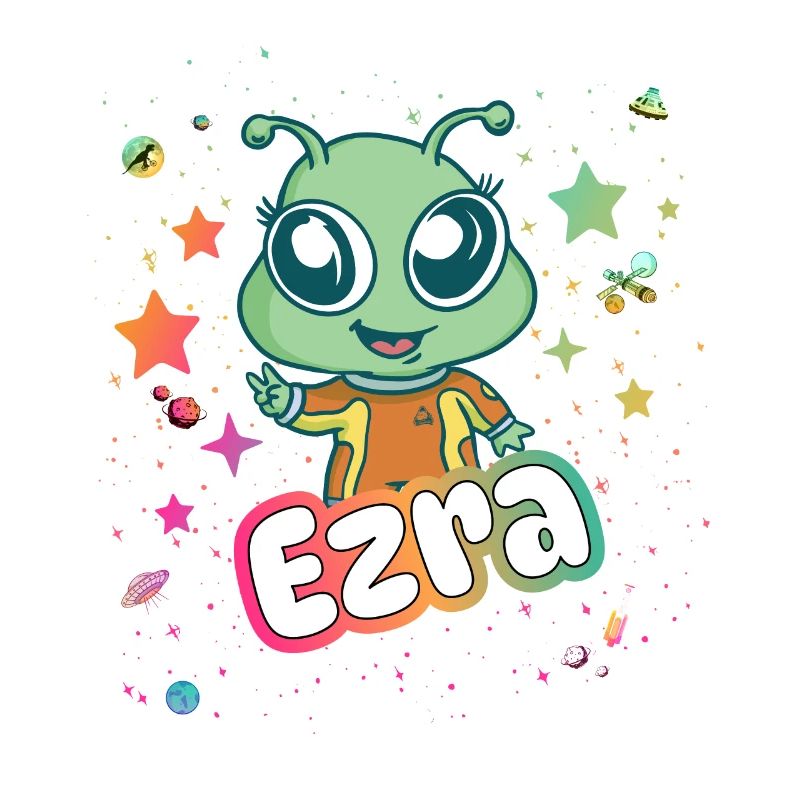EZRA - Beau nom de garçon avec un extraterrestre mignon
