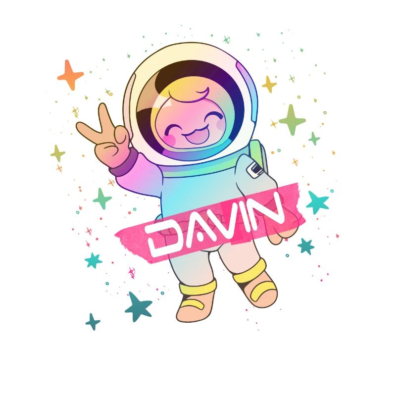 DAVIN - Beau nom de garçon avec astronaute mignon