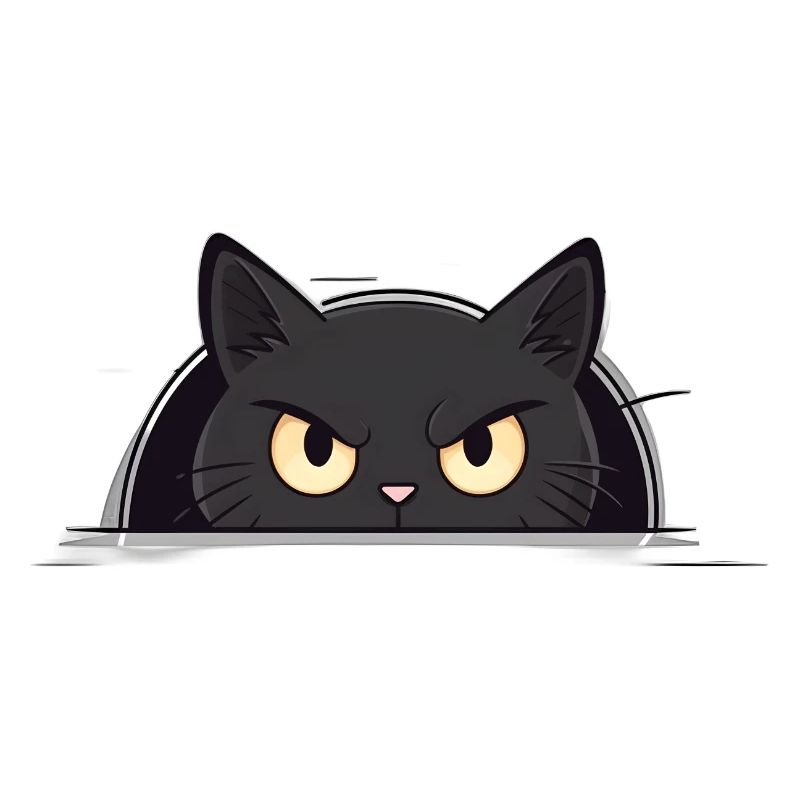 Neugierige Schwarze Katze