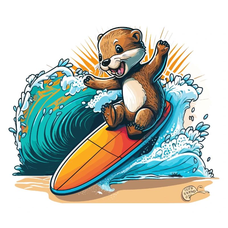 Surft auf Otter