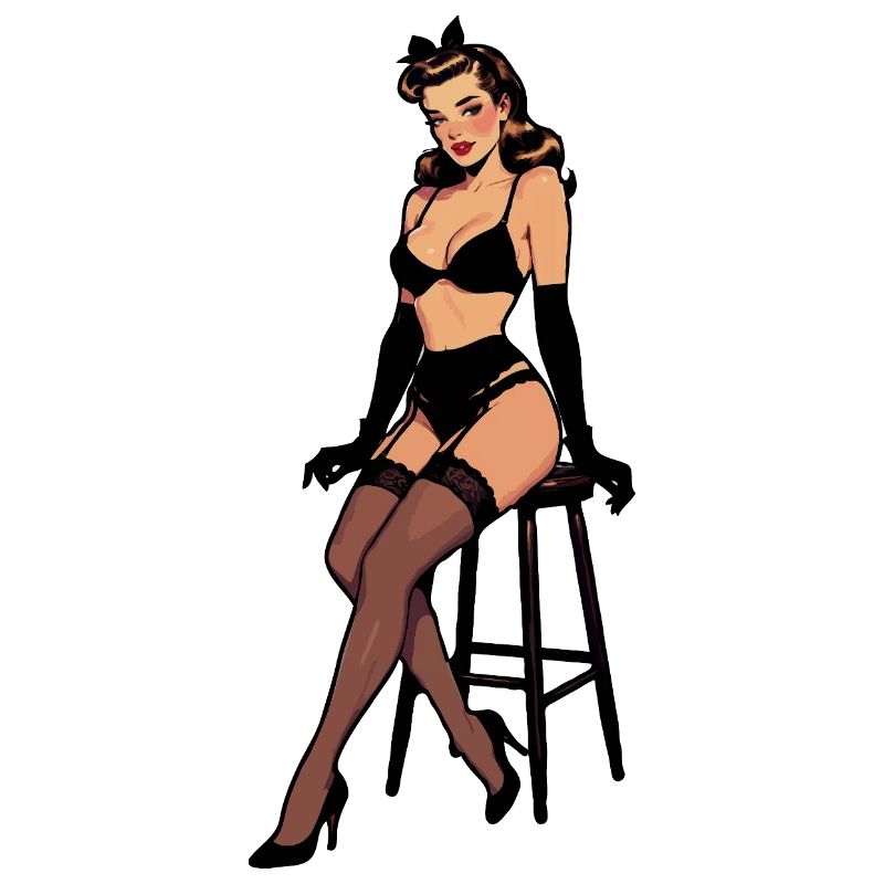 Pin-up-Frau in schwarzer Dessous