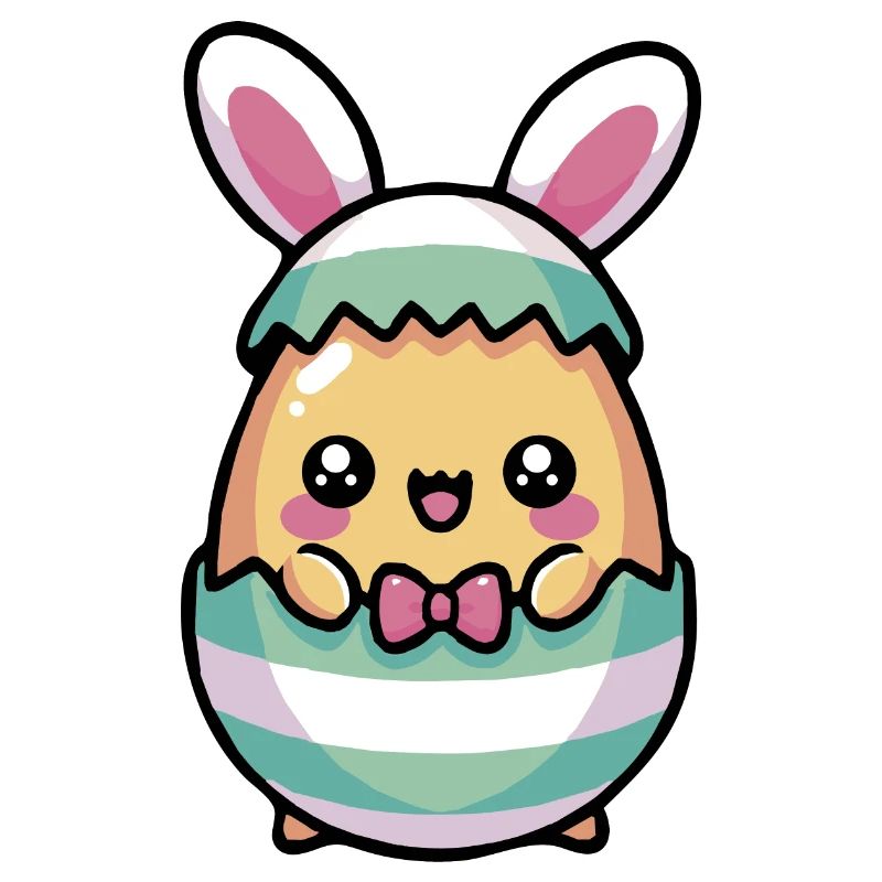 Cute Chibi Easter Bunny in a Egg