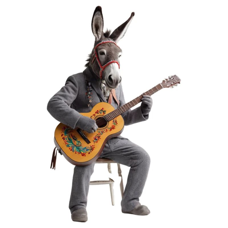 Graue Esel-Gitarre