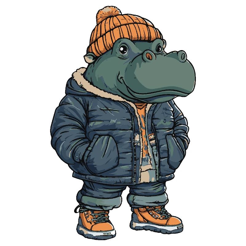 Nilpferd Lustig Winter