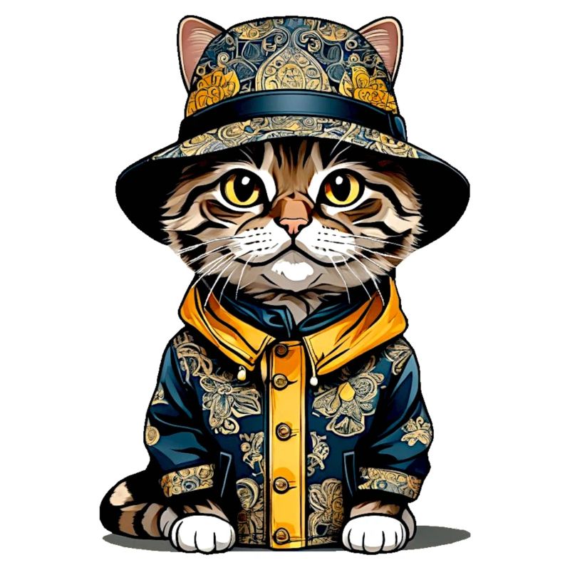 Katze mit Anglerhut