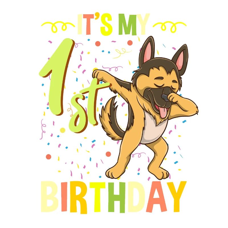 C’est mon 1er anniversaire Dabbing Berger allemand