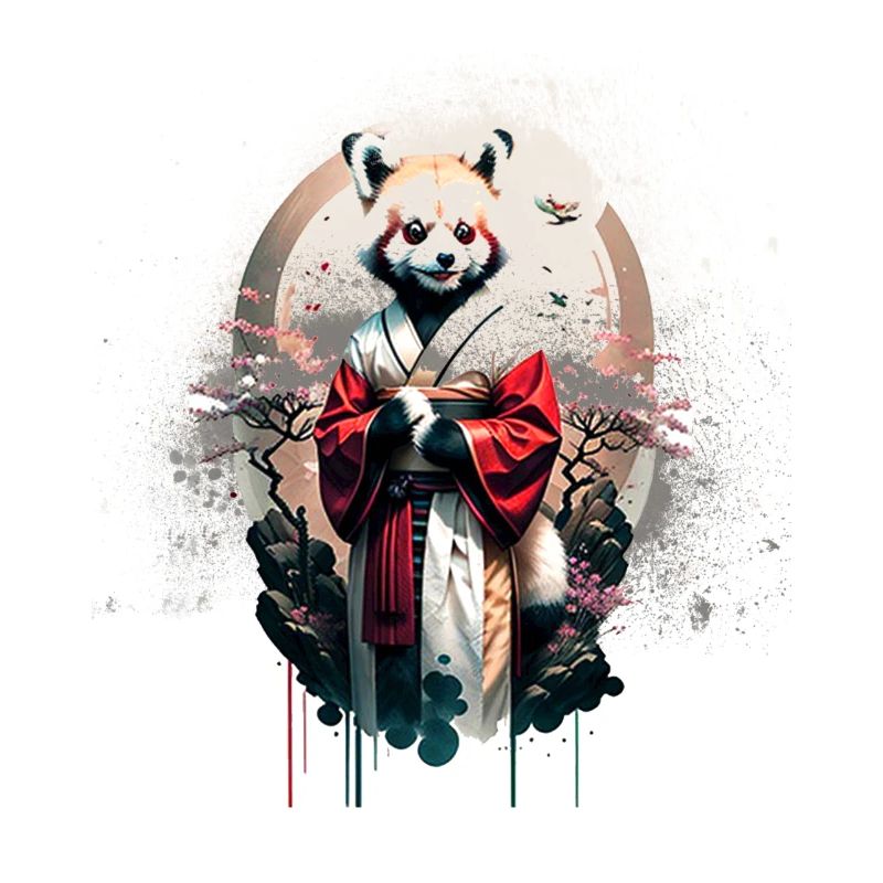roter Panda,Graffiti,Malerei,Panda,Geisha,anime