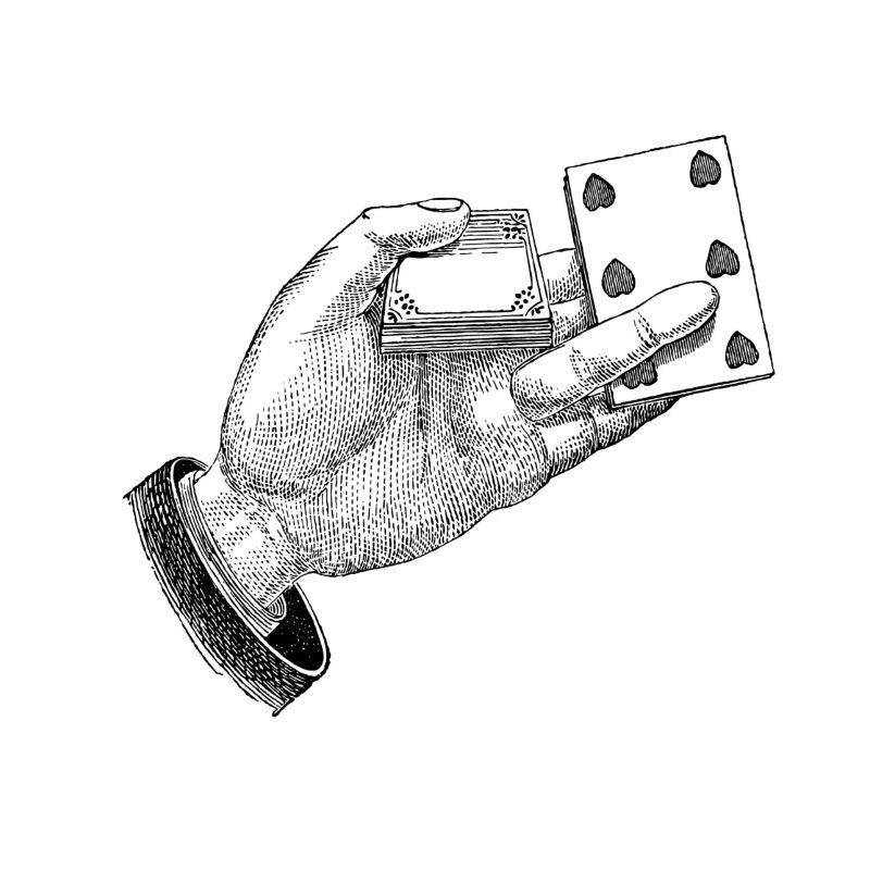 Hand mit Kartentrick