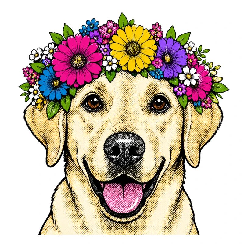Blütenkrone Labrador Hundemotiv
