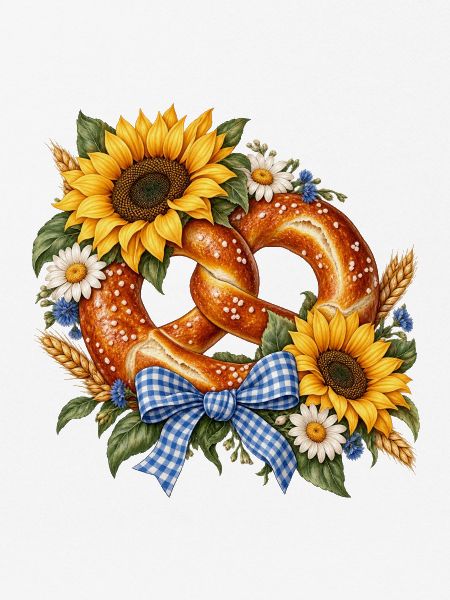 Brezel mit Sonnenblumen & Trachtenschleife