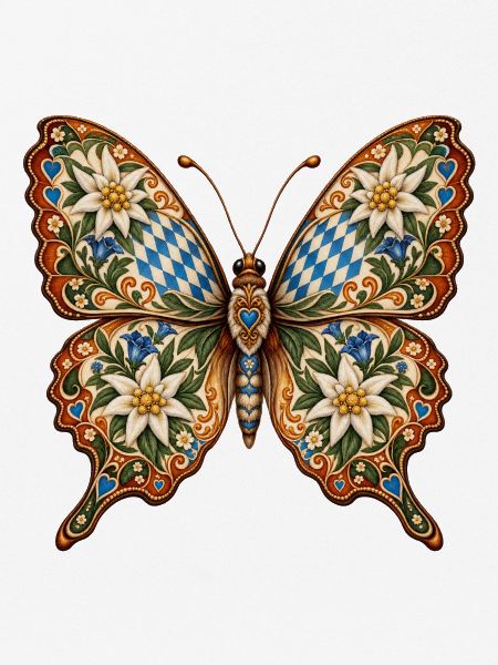 Trachten-Schmetterling mit Edelweiß & Enzian
