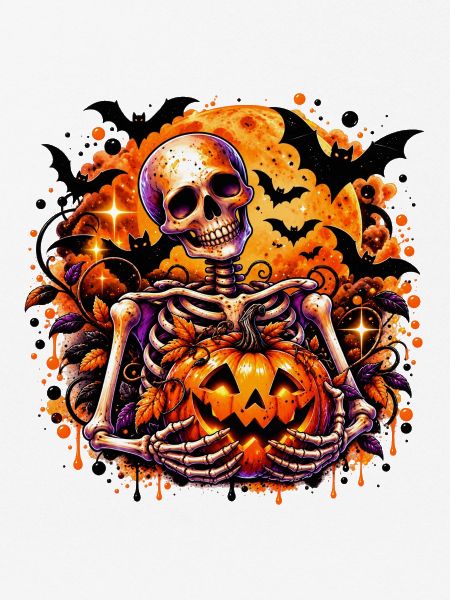 Skelett mit Pumpkin Halloween-Motiv