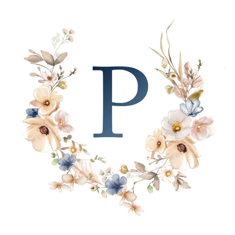 P monogramme, Floral, Boho