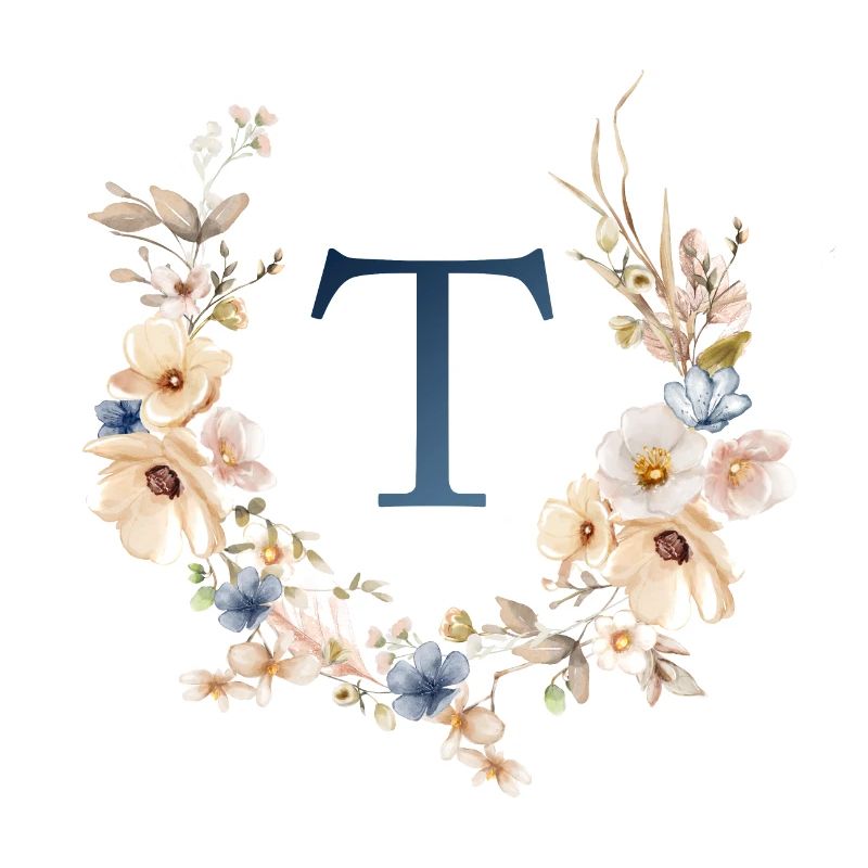 T Monogram, Floral, Boho