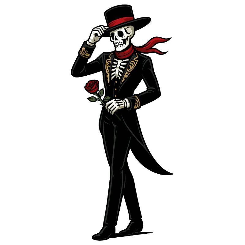 Skelett Mariachi Rose