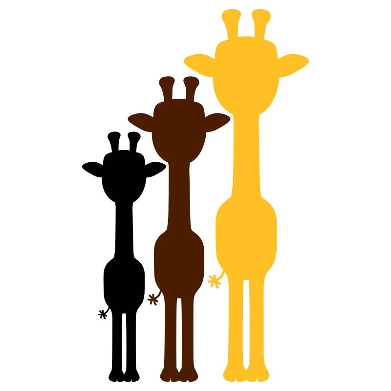 3 Colors Cool Giraffe Outline Shadow Silhouette