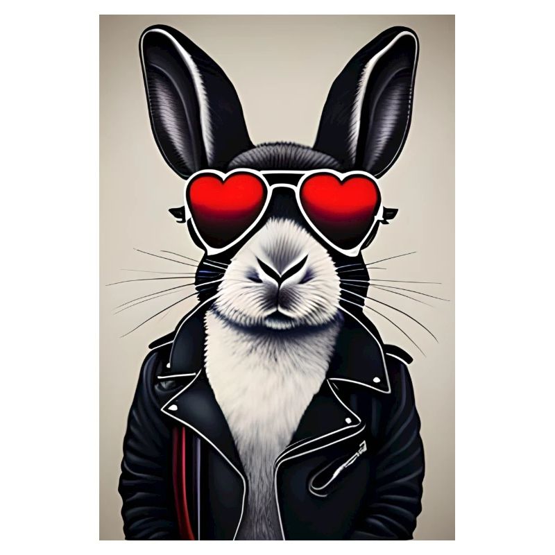 Rabbit with sunglasses and leather jacket