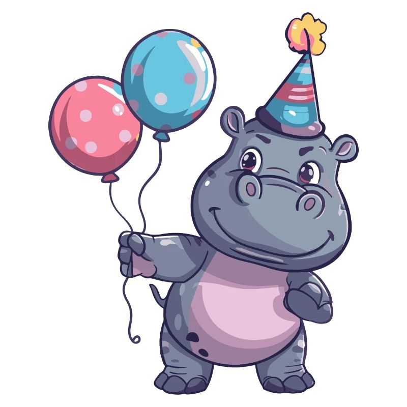 Nilpferd Geburtstag Comic