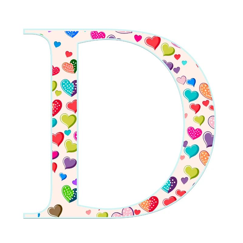 Customizable Monogram D Heart Pattern
