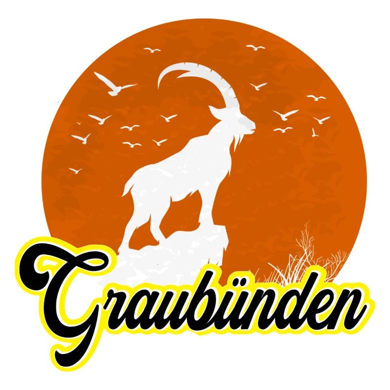 Graubünden Ibex Mondsilhouette