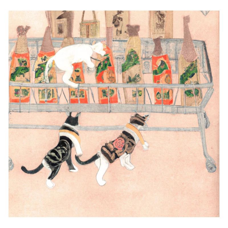 Katzen beim Lebensmitteleinkauf