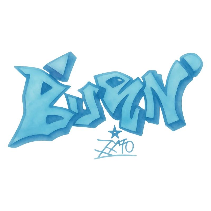 Blaues Graffiti Bevin Style