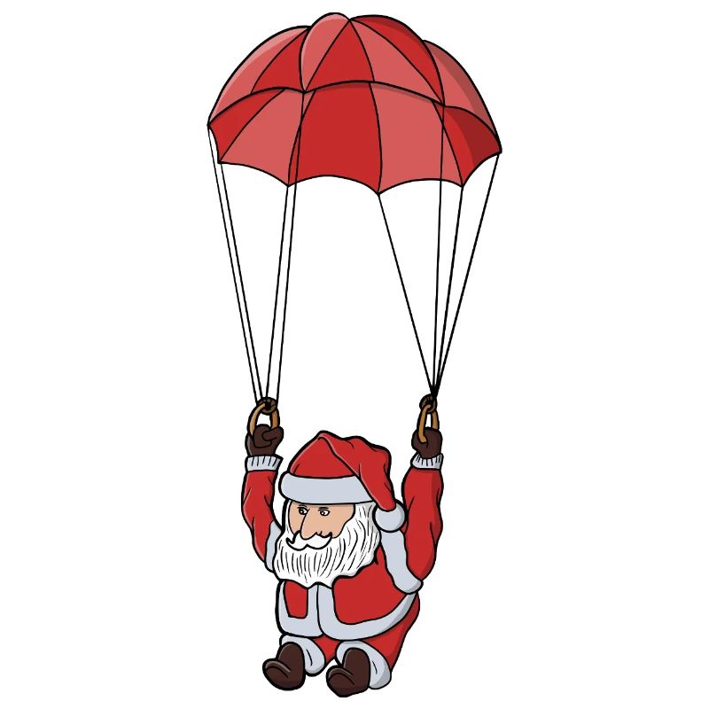 Fallschirmspringender Weihnachtsmann