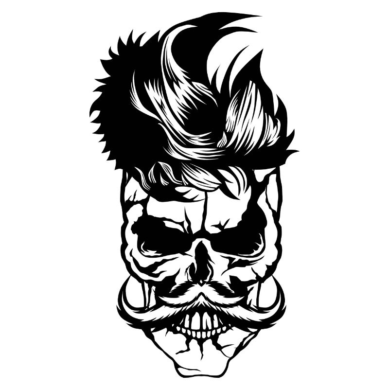 Kopf des Todes Hipster Schädel Kran Schnurrbart Schnurrbart
