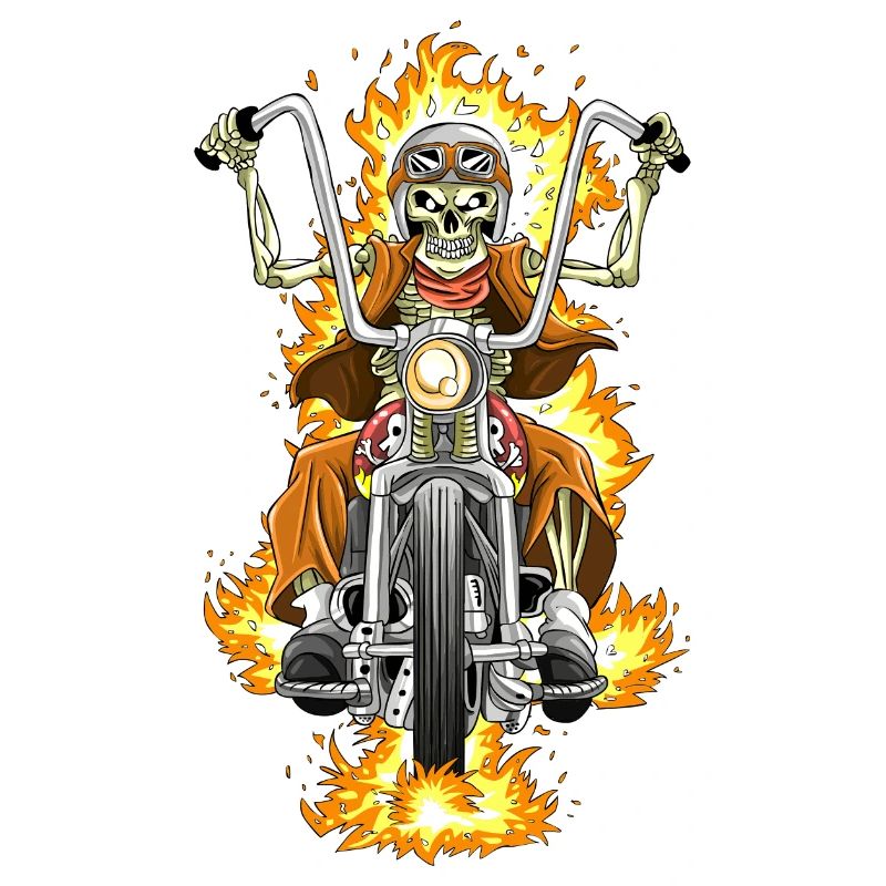 Motorcycle Skeleton / Motorcyclist Flames