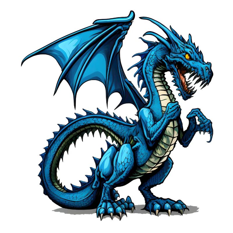Cooler Blauer Comic-Drache