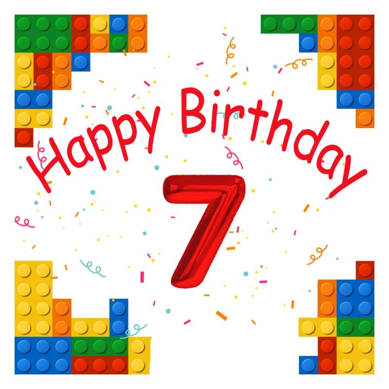 7 ans anniversaire joyeux anniversaire avec blocs de construction