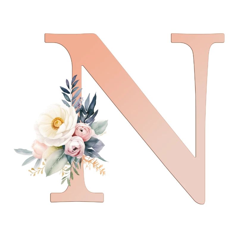 N Monogramm , Floral, Boho
