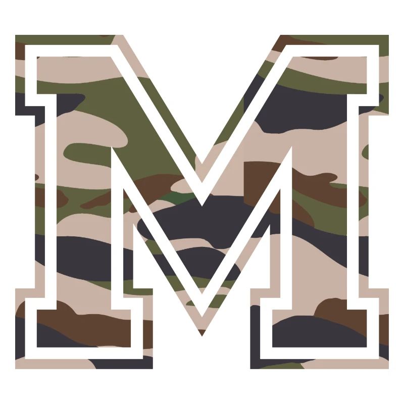 M, Monogram, Camouflage Green-Brown