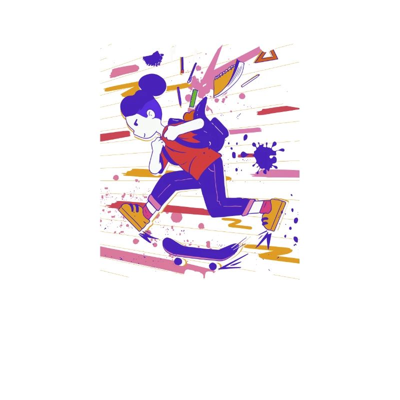 Schule Einschulung Mädchen Skateboard Longboard