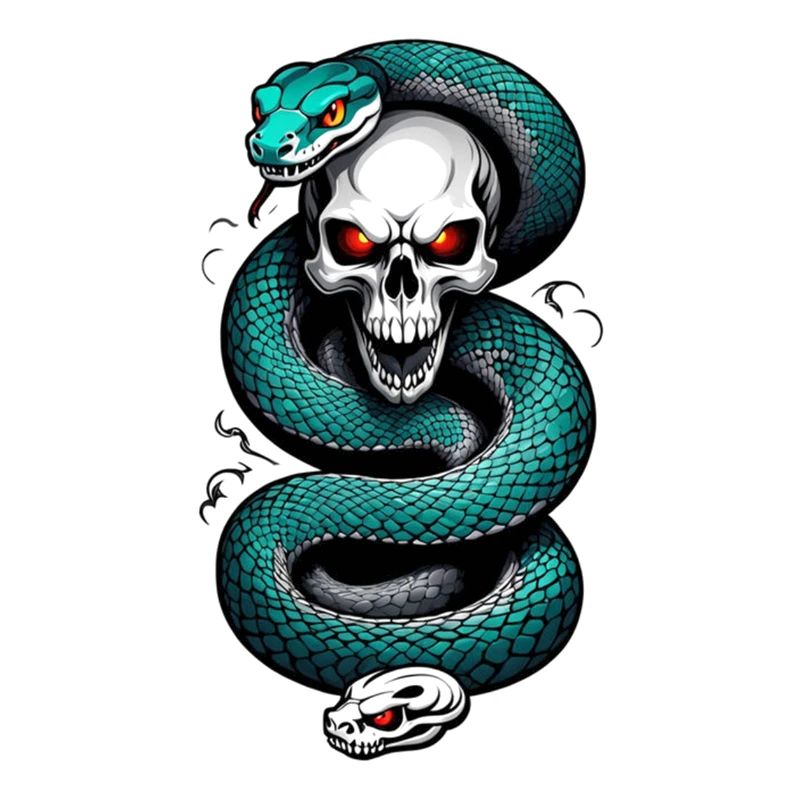 Schlangenskelett und Tattoo