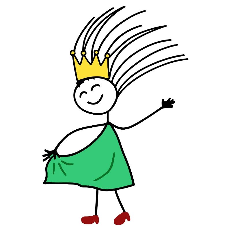 Crowned Joy: Minimal Princess Sketch
