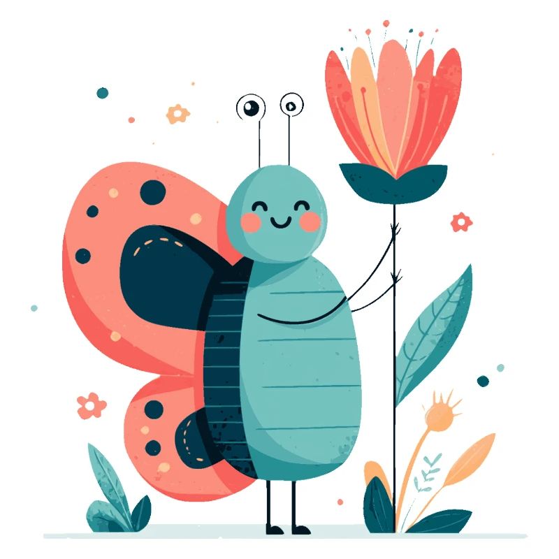 putziger Schmetterling mit Blume