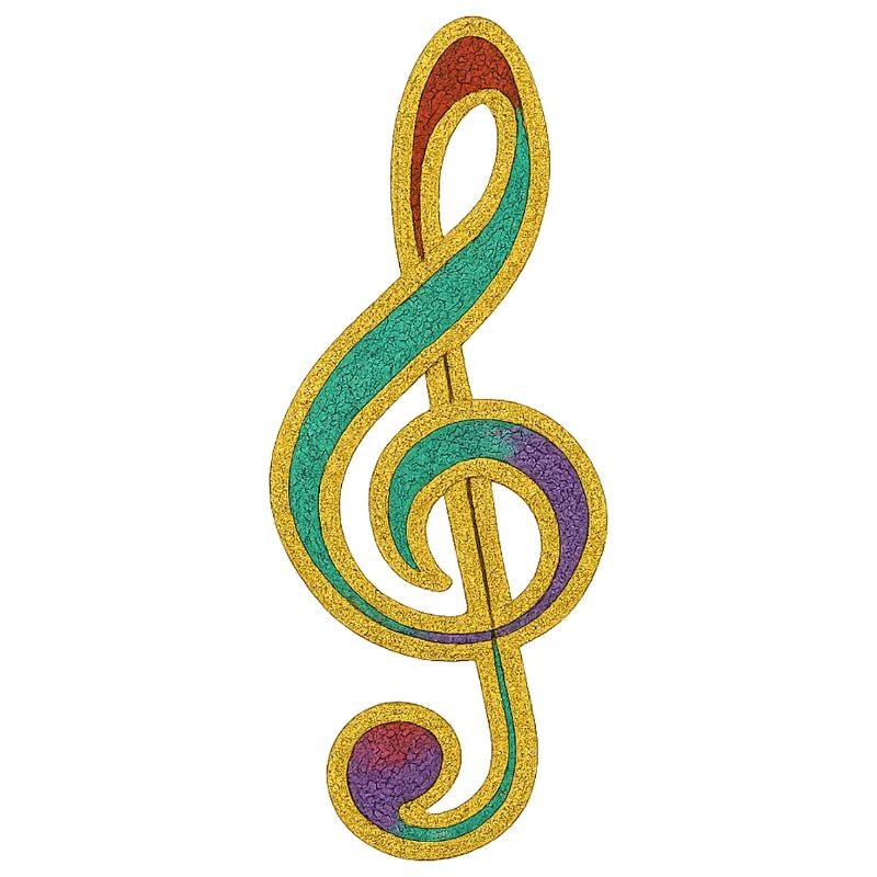 Buntes Glitzer-Violinschlüssel-Design