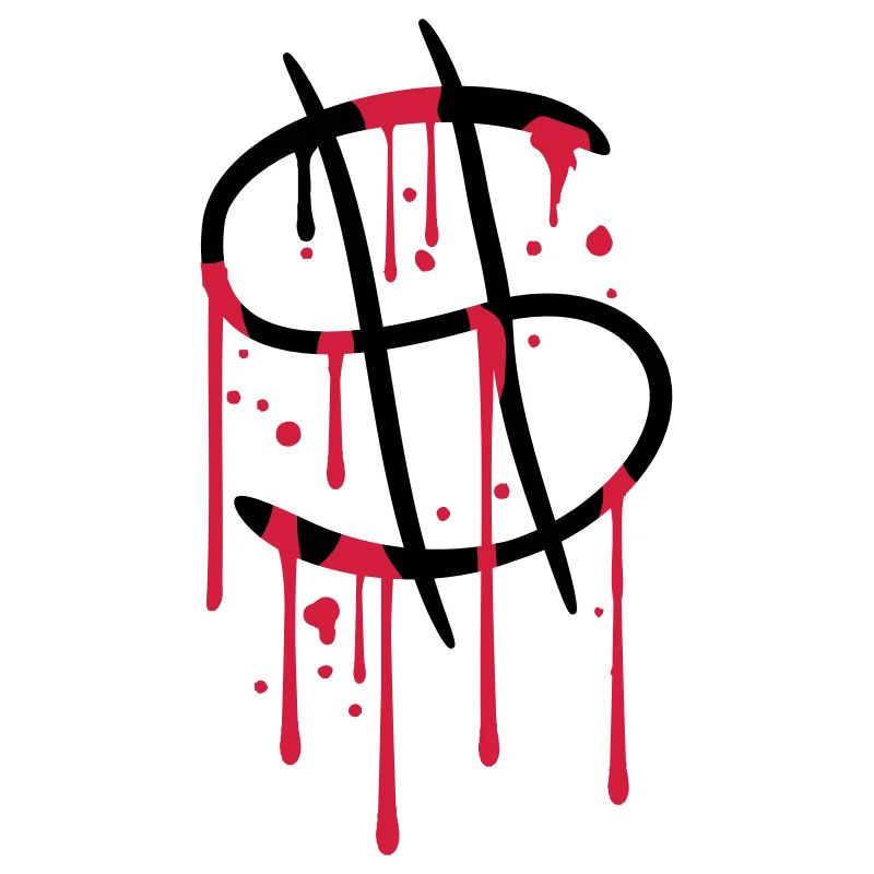 sangue gocce graffiti bagnato spray simbolo del dollaro zei